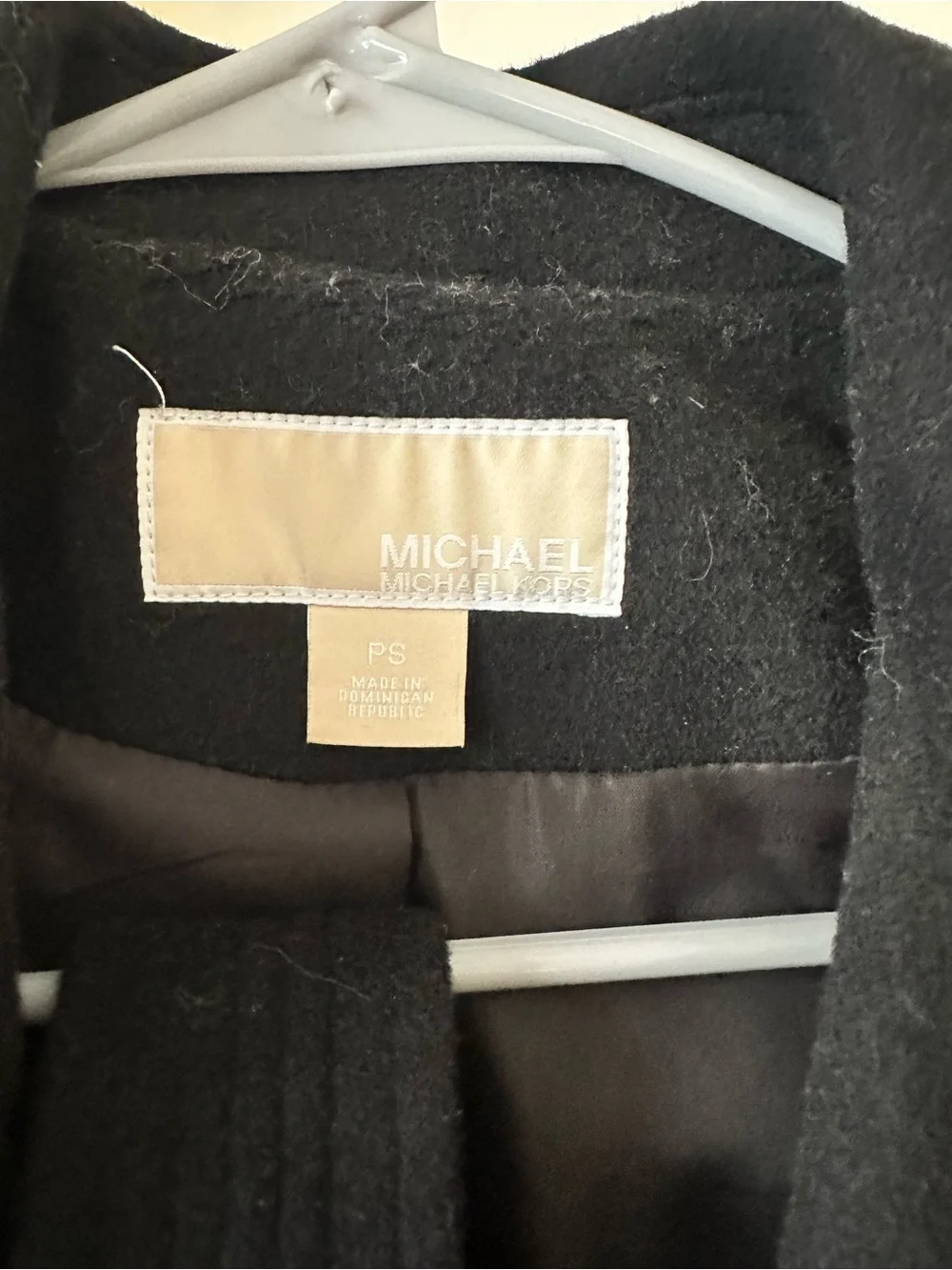 Michael Kors Black Wool Trench Coat with Asymmetric Zip